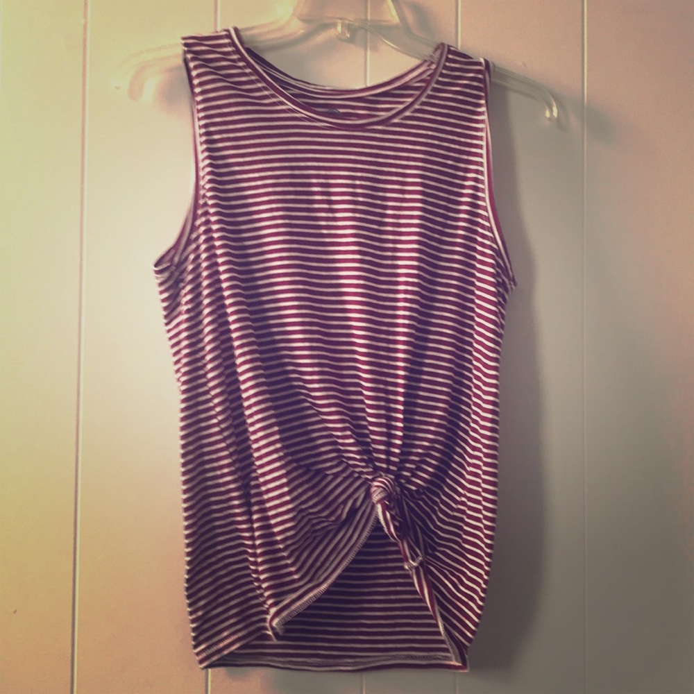 Maroon and white striped tank top